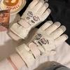 Cute cartoon cat ski gloves female velvet thickened cold-proof riding electric car anti-splashing water