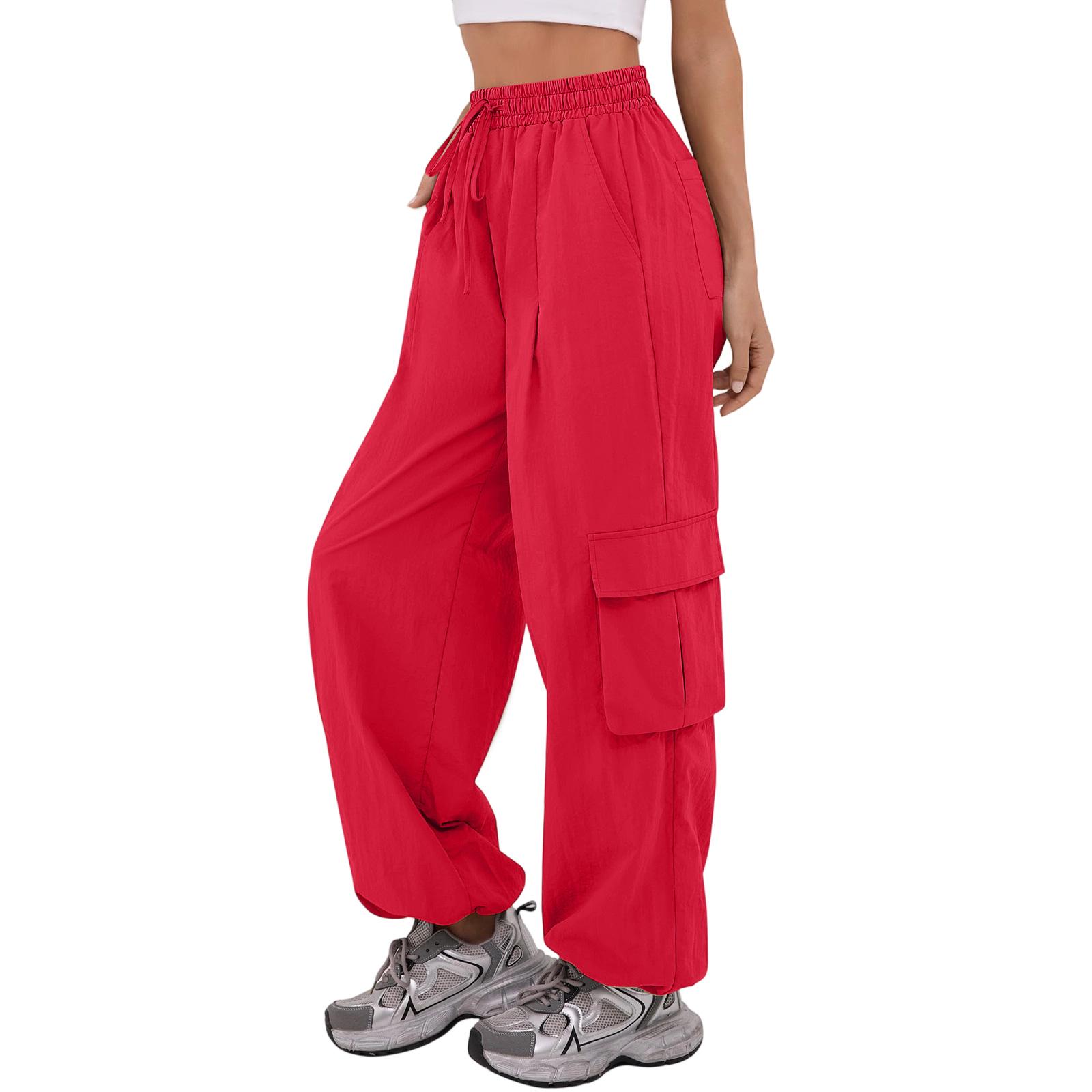 

Женские повседневные брюки Брюки карго Брюки для хайкинга на резинке с карманами Легкие мешковатые брюки XL красный