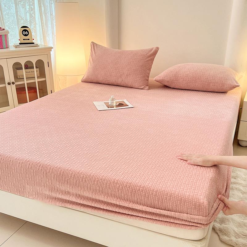 Milk Fleece Carved Fleece Single Mattress Fleece Non-Slip Simmons Bedspread Three-Piece Mattress Protective Cover Bedding