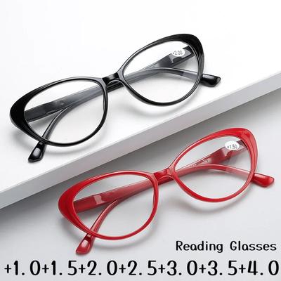 Women's Cat Eye Reading Glasses Vintage Classic Design Far Sight Eyeglasses Ladies Blue Light Presbyopia Eyewear +1.0 To +4.0