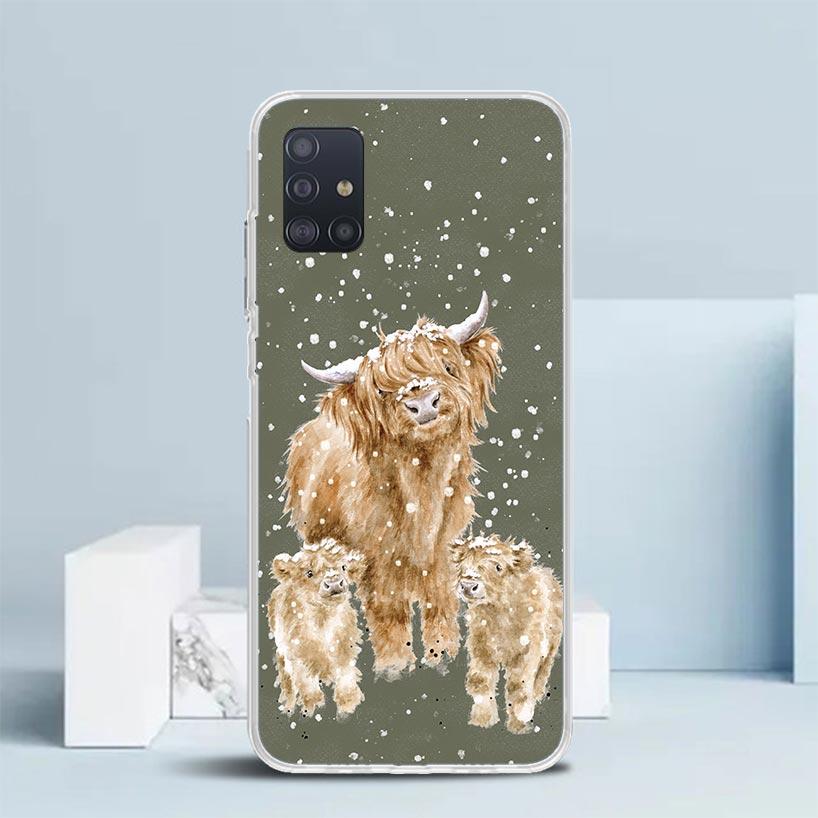 Süße Schottische Hochlandkuh Weiche Hülle für Samsung Galaxy A12 A22 A32 A52 A72 A02S Handyhülle Note 20 Ultra 10 S10 Plus A51 A71 A50S A20S
