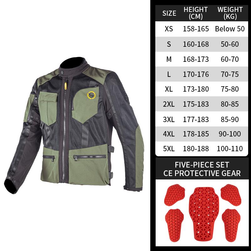 SFK Spring&Summer Men's Women Riding Equipment Clothing Mesh Breathable Black Motorcycle Jacket With CE Protective Accessories
