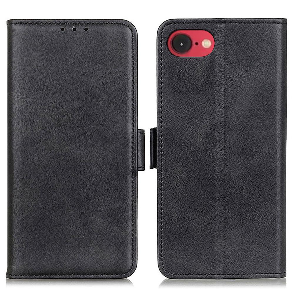 For iPhone 16e Case Stand Cowhide Texture PU Leather Phone Cover