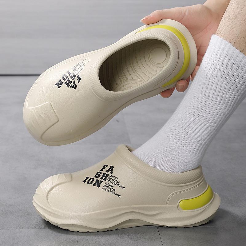 

Модные летние поварские туфли, нескользящие и маслостойкие, рабочие туфли, ленивые тапочки, повседневные трендовые тапочки, модные садовые туфли на один шаг для пляжа 44-45 хаки