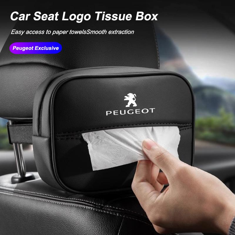 Car Logo Tissue Box Seat Hanging Paper Towel Storage Bag For Peugeot 2008 208 308 508 4008 408 3008 307 207 107 607 106 406 407