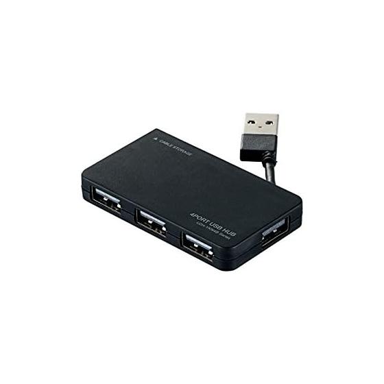 ELECOM USB2.0 концентратор 4 порта с питанием от шины компактный кабельный отсек черный U2H-YKN4BBK