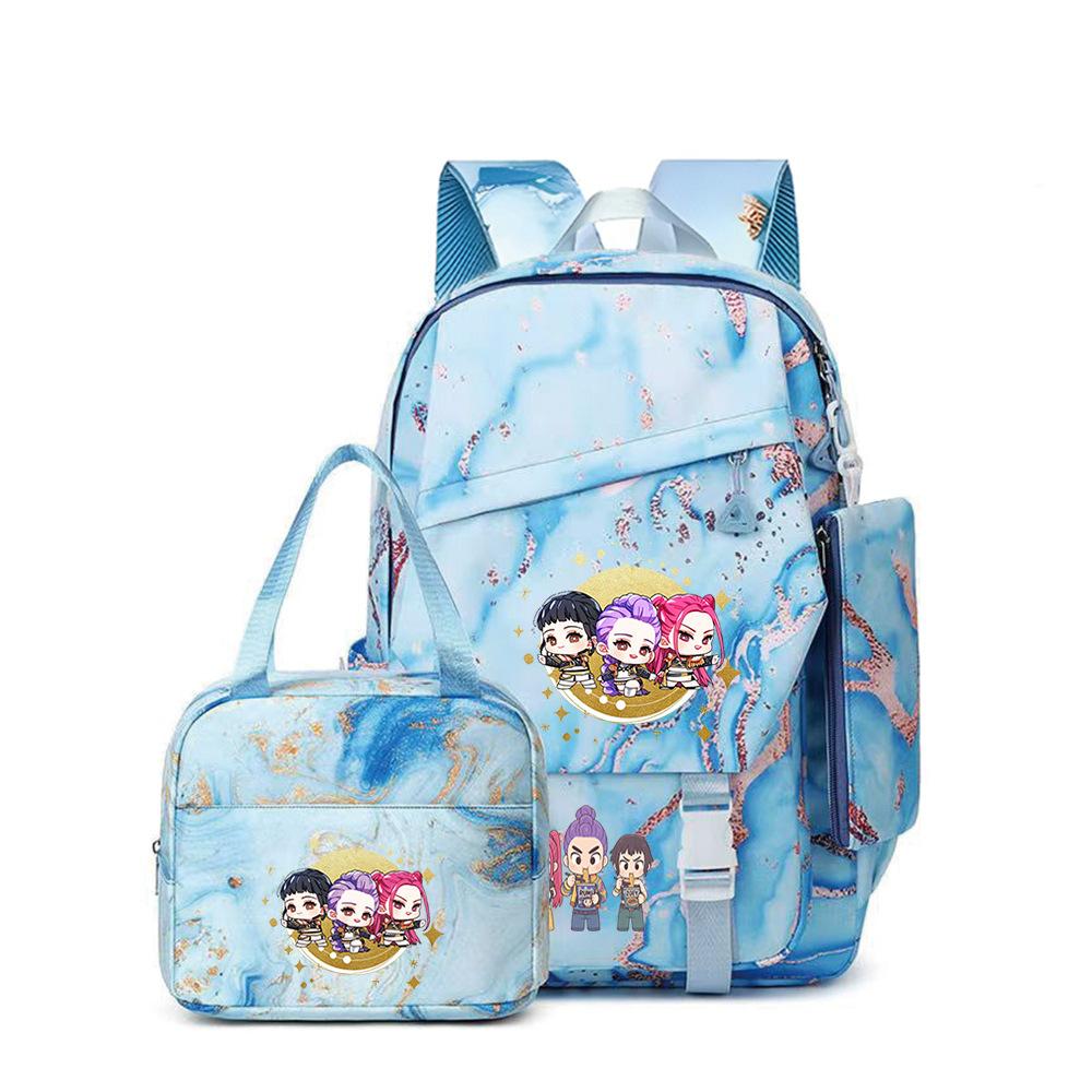 School Season Printed Student Schoolbag Backpack Shoulder Pencil Bag Three-Piece Set