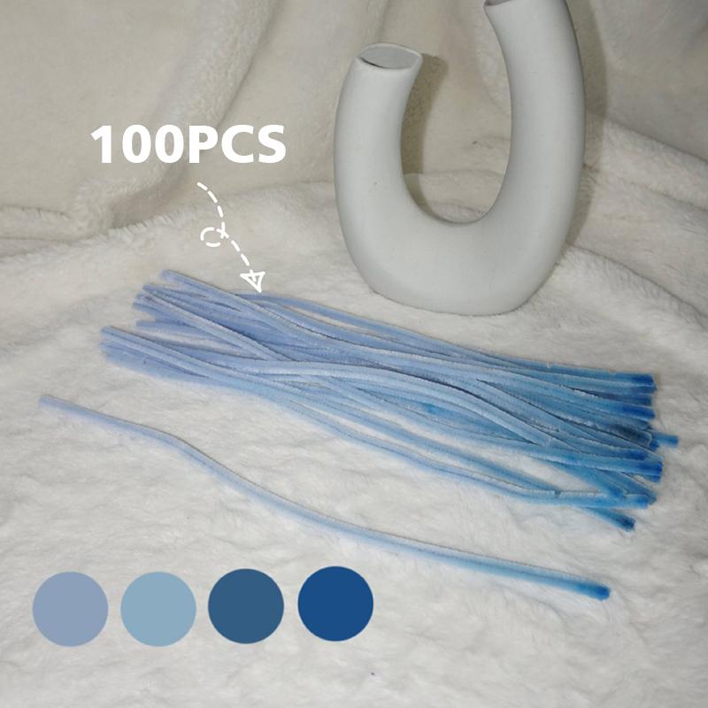 100pcs DIY Colorful Twisted Stick Plush Folding Stick Gradient Twist Stick Ribbon Bar Strip Iron Wire Thread DIY Handmade Toys