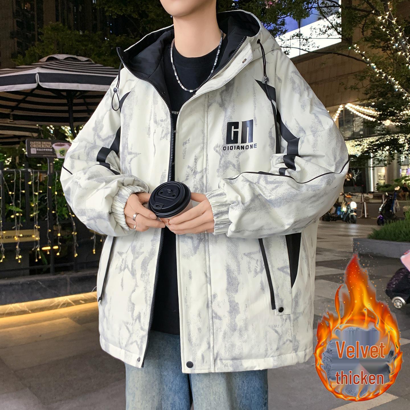 Men s 2025 Tie-Dye Hooded Windbreaker: Spring/Autumn Teen Jacket 4XL