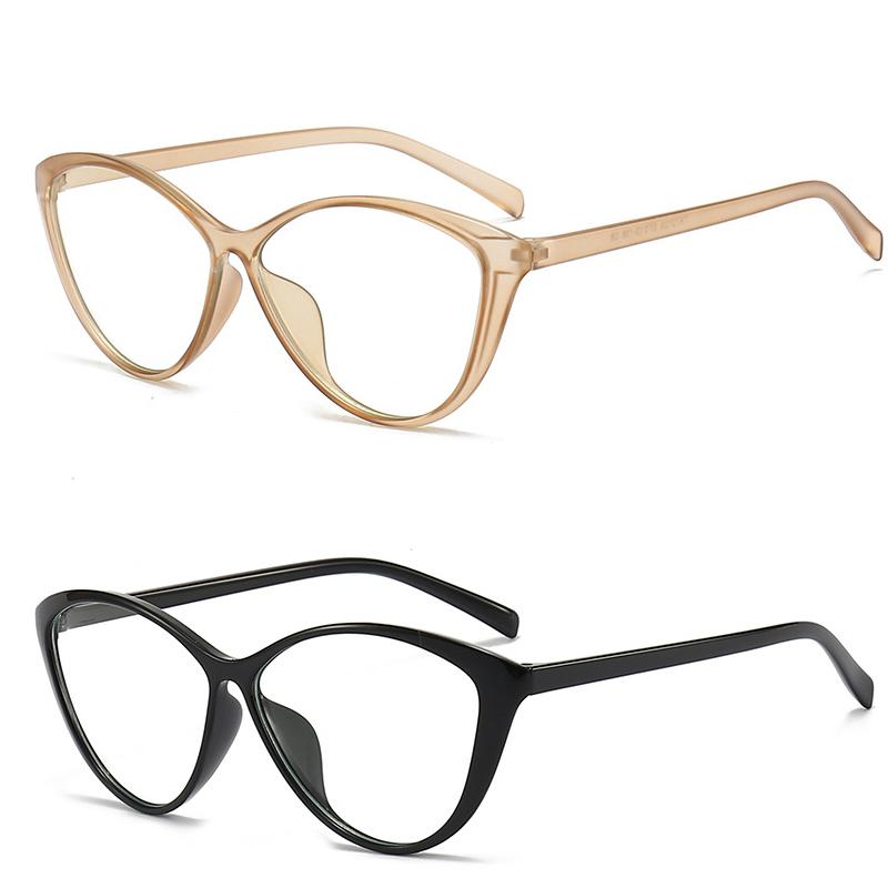Fashion 2PCS Fashion Ins Stylish Plain Glasses for Women Ladies Cat Eye Optical Spectacle Eyeglasses Unisex Men Retro Anti-blue Glasses