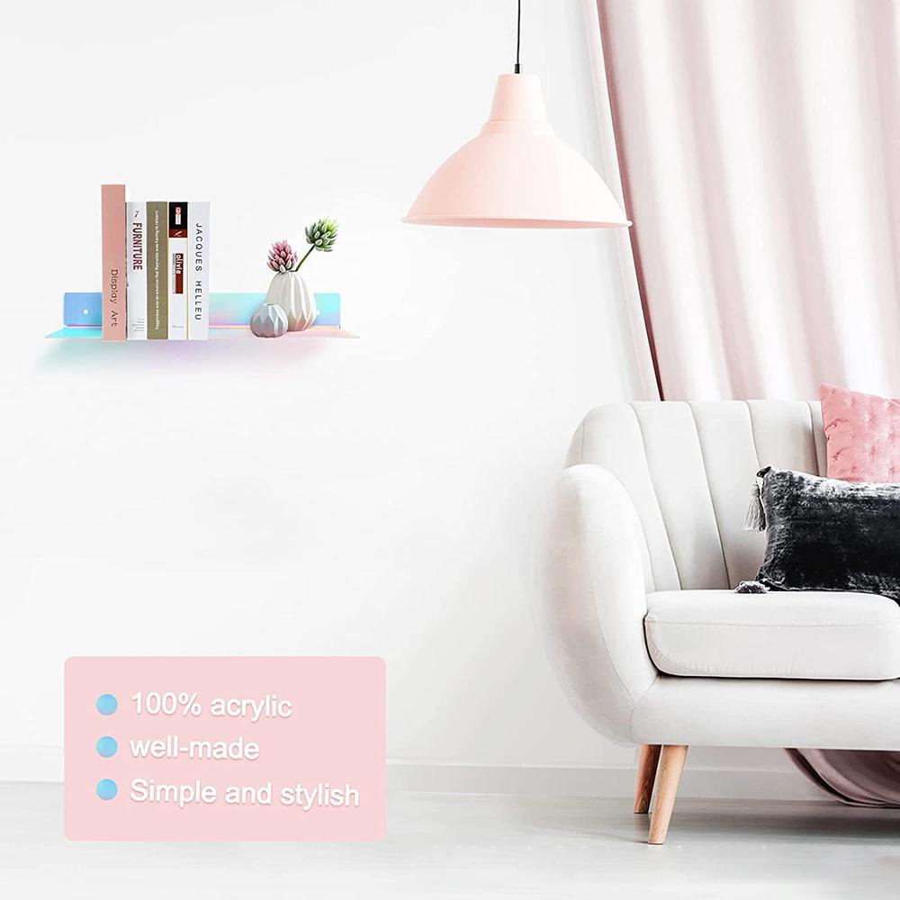 Color Acryl Wall Mounted Type Storage Rack Rainbow Color Acrylic Floating Shelves Strong Wall Mounted Display for Organizing