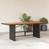 VidaXL Garden Table and Black Acacia Wood Top Braided Resin, Outdoor Table, Garden Dining Table, Furniture 365600