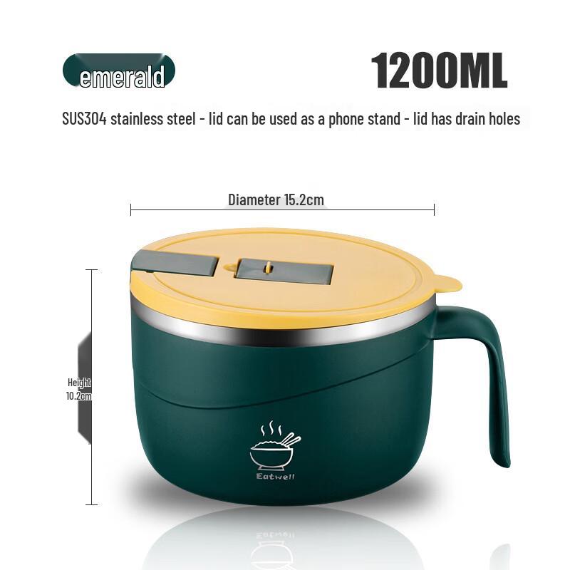 ZISIZ Portable Insulated Noodle Bowl & Lunch Container
