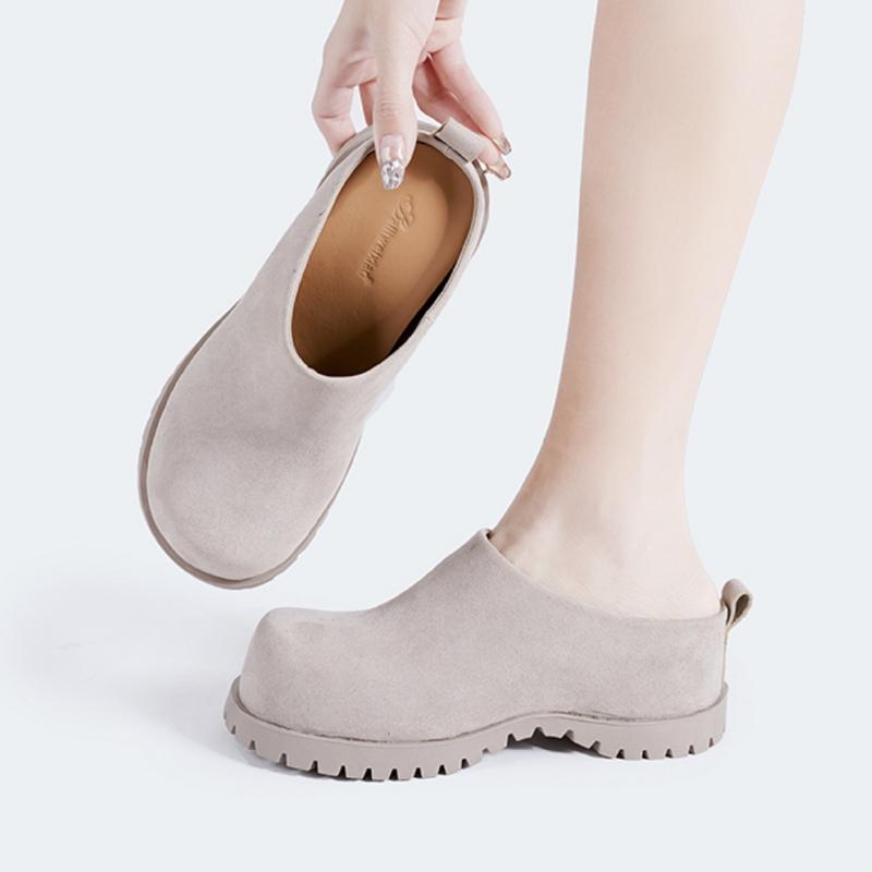 Fashion High-Quality Faux Suede Wedge Slippers Women Retro Round-Toe Height Increasing Design Slide Sandals Comfortable Non-slip Loafers