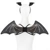 Halloween Wing Bats Wing with Headwear Set Vampires Costume Wing Bats Ears Headband Black Wing for Fancy Dress Parties