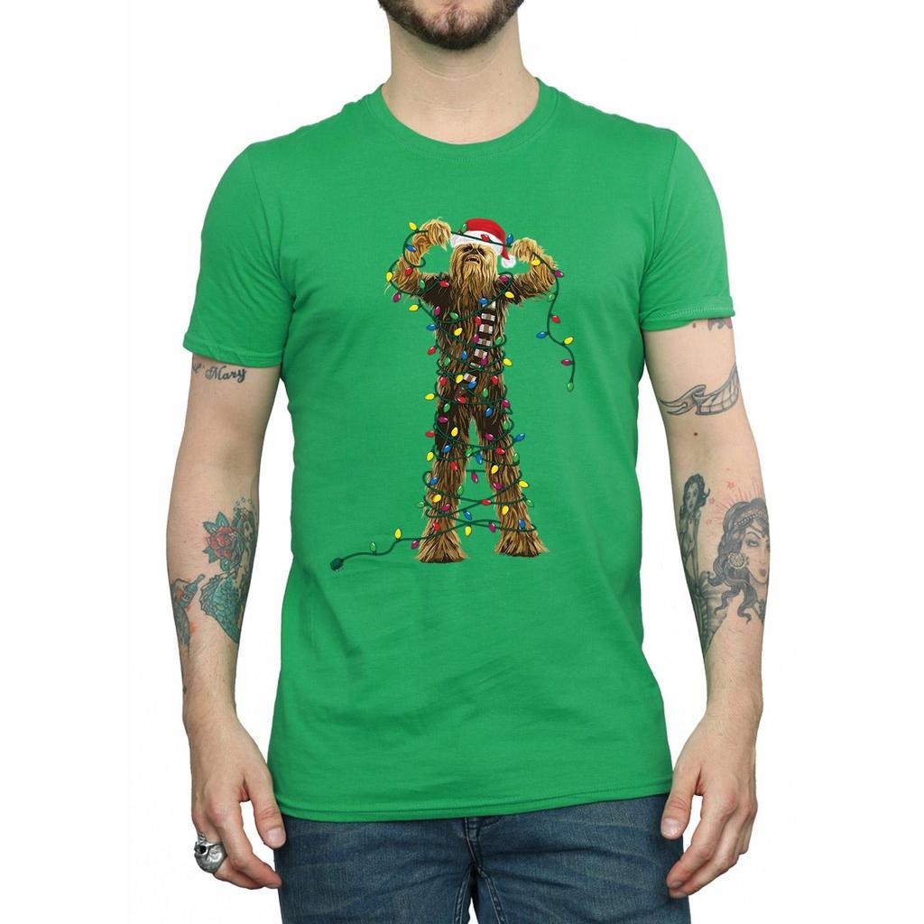 STAR WARS Męska koszulka Chewbacca ze światełkami świątecznymi