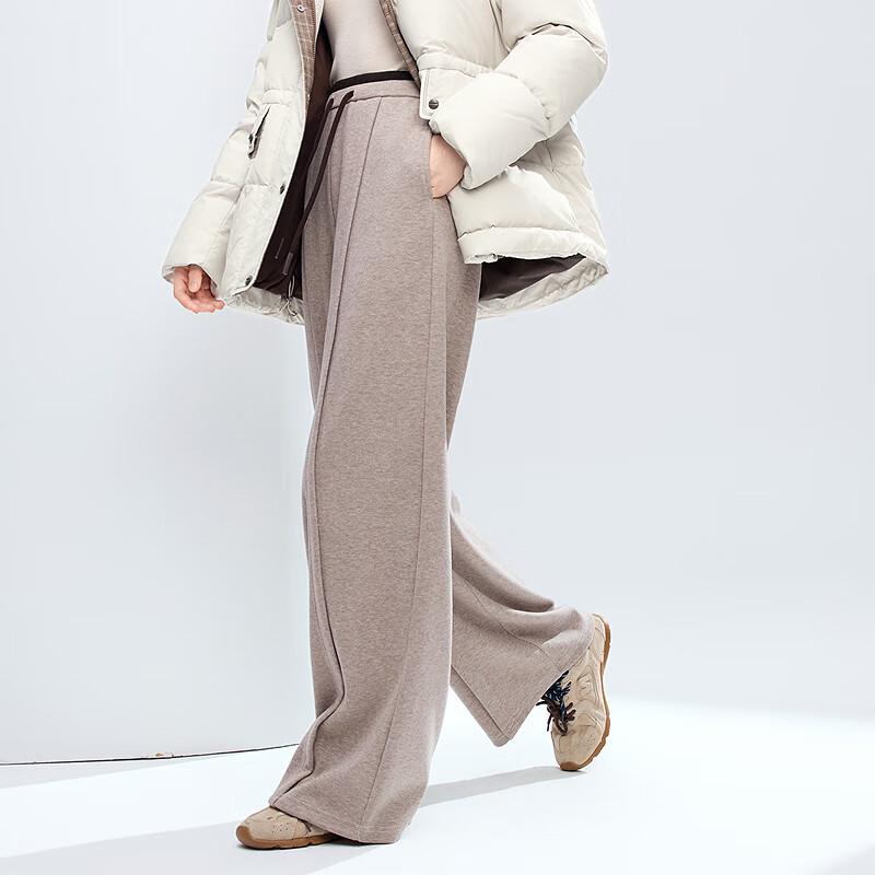 Betu Women's 2025 Winter Loose Fit Wide-Leg Pants with Color-Block Waist