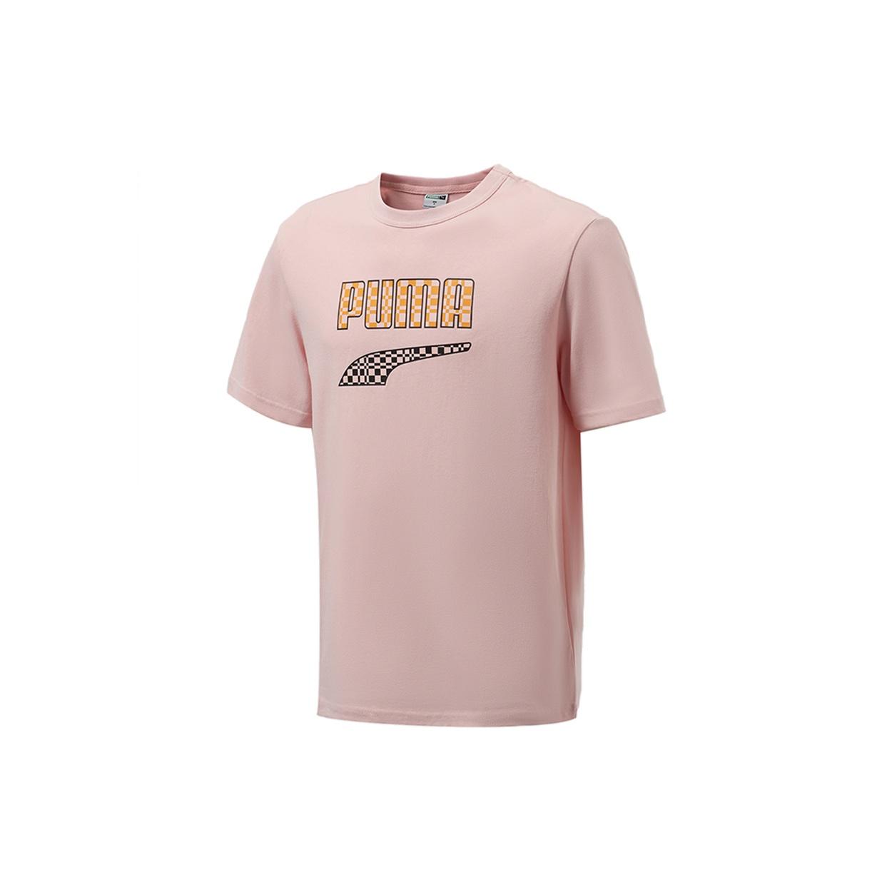 PUMA Funny Logo Printing Sports Round Neck Short Sleeve Pink Red Men s 533042-36 XL