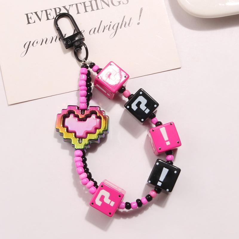 Portachiavi Cuore Carino Lanyard Trendy con Perline Color Caramella Cordoncino da Appendere per Custodia Telefono Decorazione Borsa Auto Zaino Ciondolo con Perline