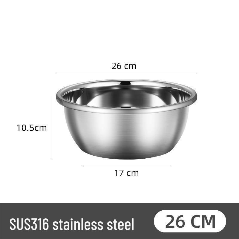 German Stainless Steel Bowl Set for Vegetable Washing, Egg Beating, Dough Kneading, and Cooking - Free Shipping