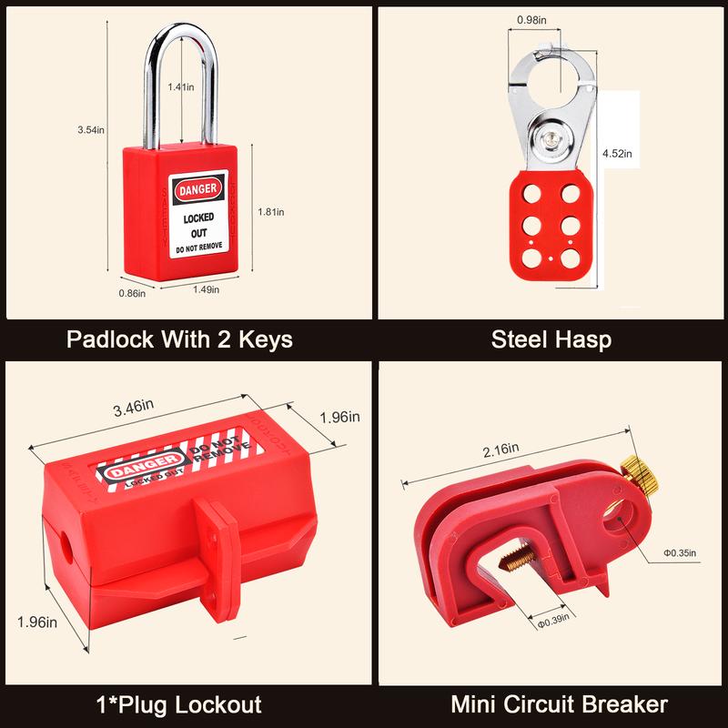 Kit de Bloqueo y Etiquetado Candado de Seguridad Eléctrico con Llave Juego de Candados de Bloqueo Grupal Etiquetas Loto Candados de Bloqueo y Etiquetado con Bridas Plásticas Bolígrafo
