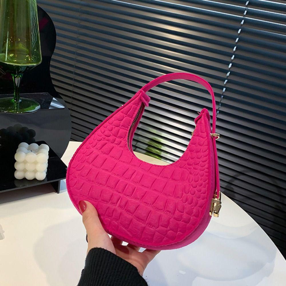 Korean Style Cloth Shoulder Bag Solid Color Felt Handbag Versatile Underarm Bag  Girls