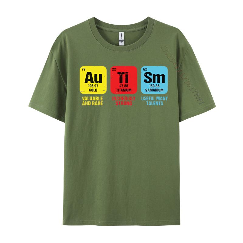 Autism Awareness Elements Periodic Tshirts Man Cotton TShirts Homme Camisas Classic Fashion Clothing