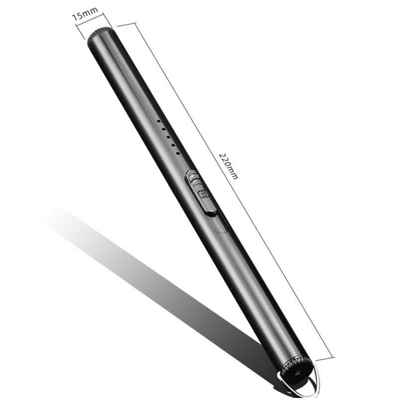 Accendino Jl866 a Striscia Sottile con Moschettone Bastoncino Accenditore Ricaricabile Portatile Antivento