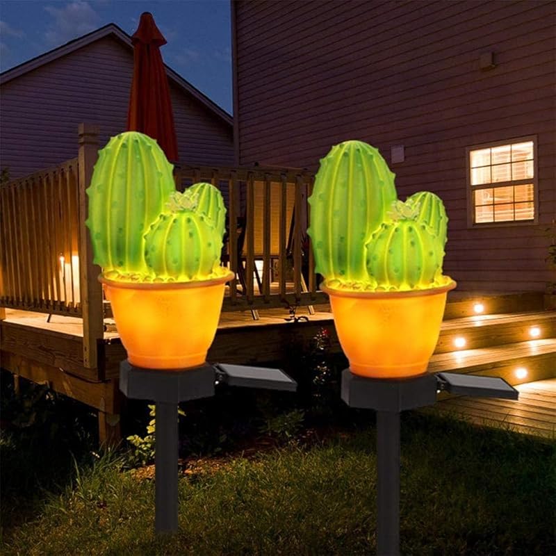 Solar Lights Outdoor Decorative,Creative Cactus Pineapple Stake Waterproof Landscape Lights,Landscape Lighting for Garden Patio Lawn Yard (Cactus B-2