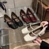 French patent leather Mary Jane single shoes women's 2025 spring new versatile thick heel square head one-word buckle temperament high heels