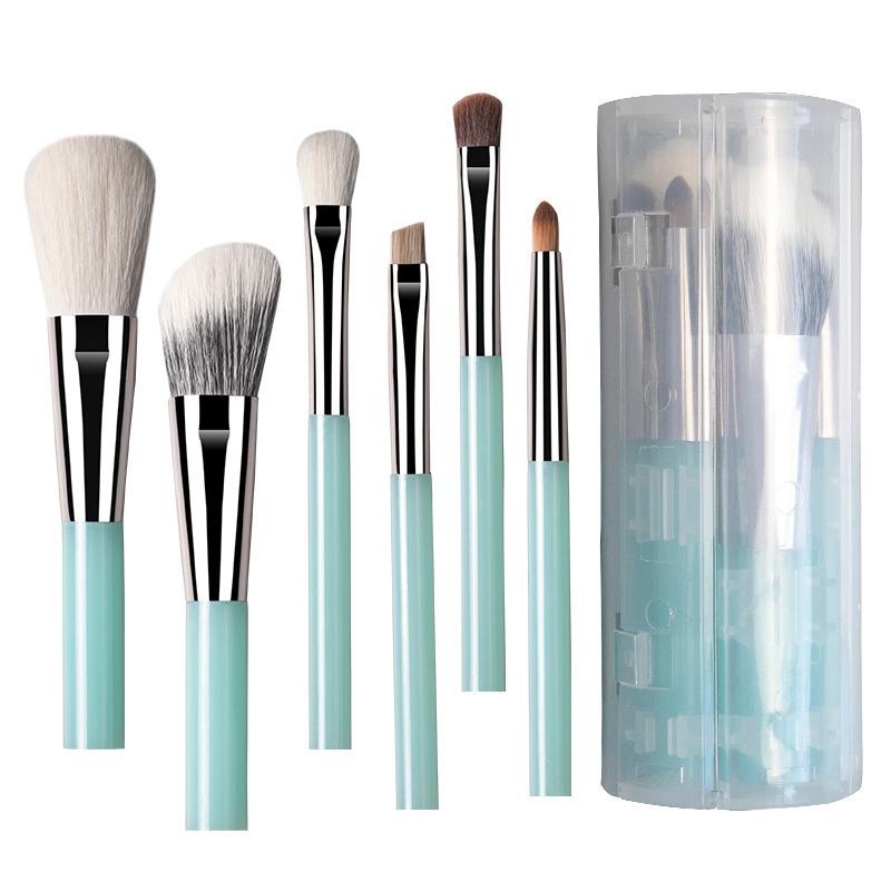 

Мини Набор из 6 кистей для макияжа с ведёрком для хранения Инструмент для макияжа Мягкая кисть для пудры Кисть для теней для век Кисть для губ Портативная Кисть для растушёвки хало Кисть для окрашивания Путешествие синий