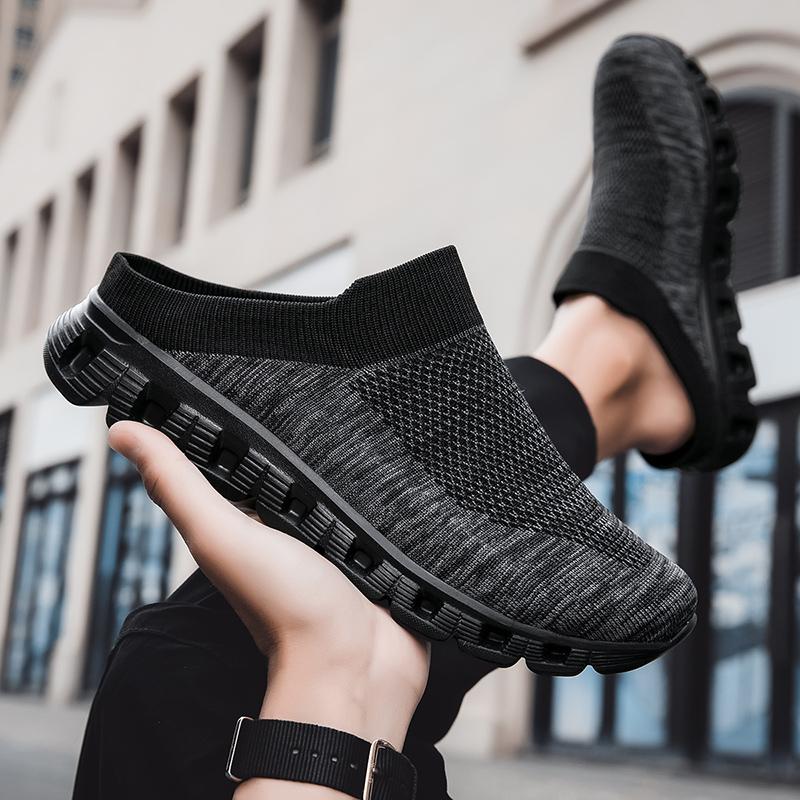 Fashion New Unisex Cross-border foreign trade spring and autumn large size couple flying woven socks shoes a pedal half slippers 35-48