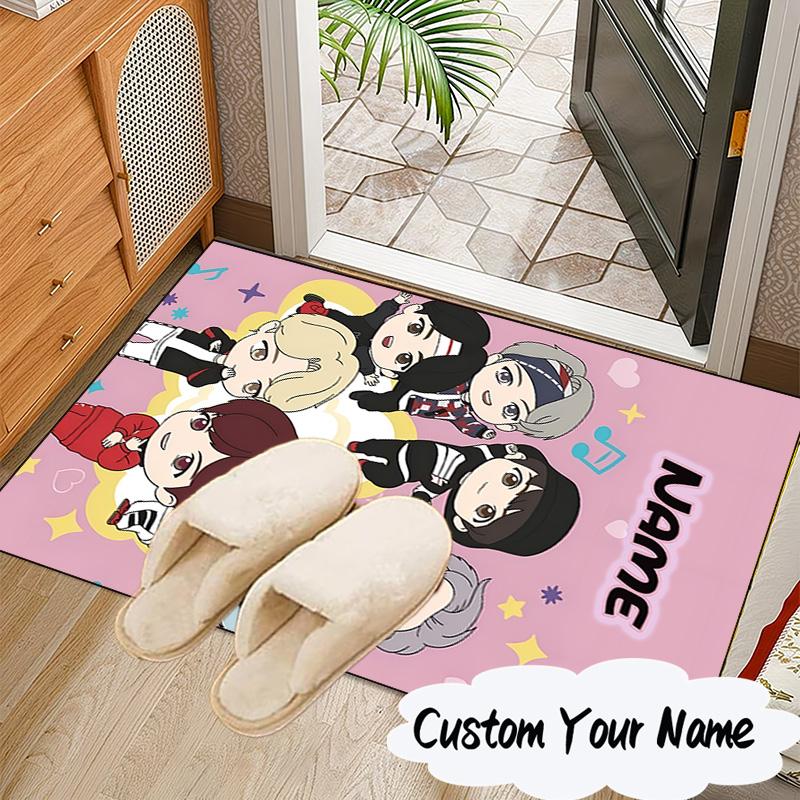 Custom Name Kawaii Stars K-pop Carpet, Chair Rug,Area Rug for Office Bedroom living rooms bedroom, Doormat decor Christmas fan gifts