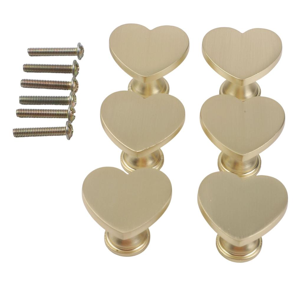 6PCS Heart Shaped Zinc Alloy Knobs for Cabinets Drawers Closets Includes Screws for Simple Installation on Furniture