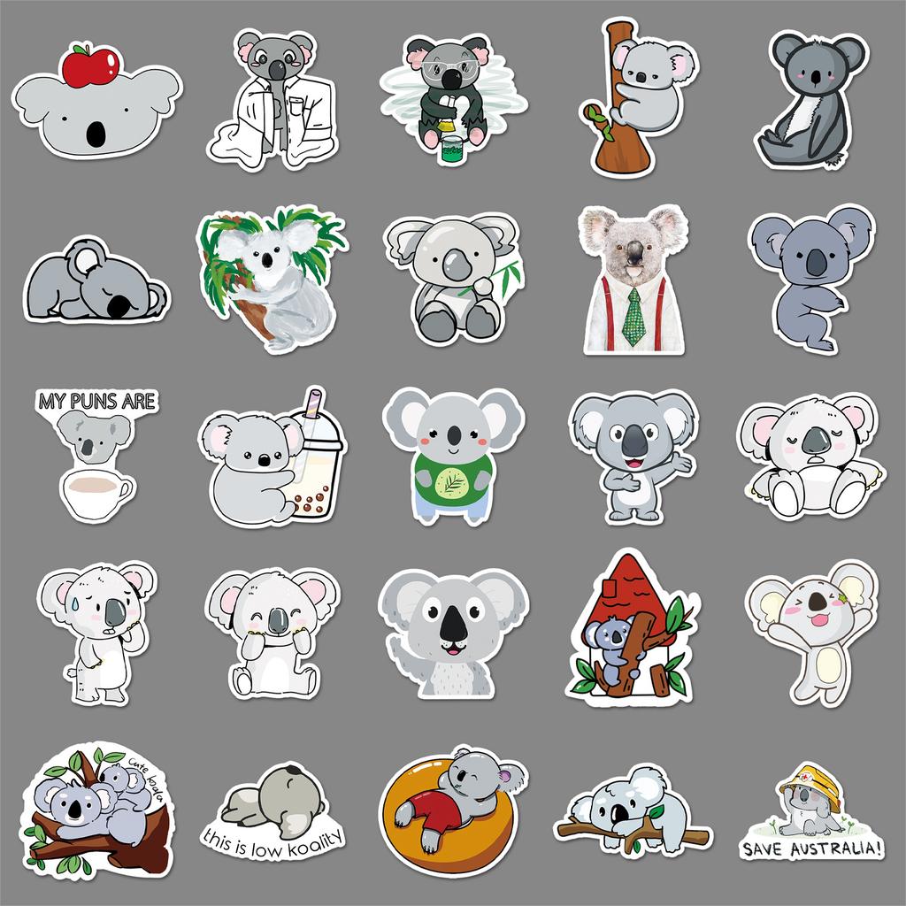 50 Cartoon Niedlich Ins Stil Koala Doodle Dekorative Trolley Box Roller Auto Aufkleber