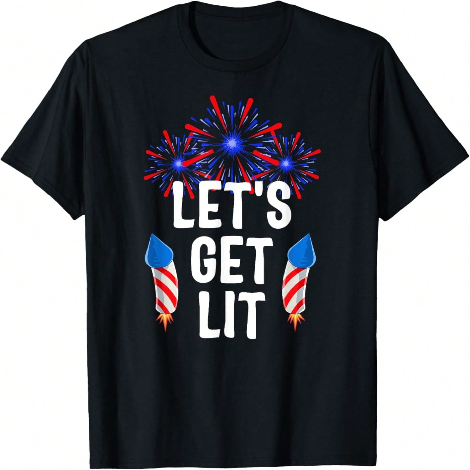 Let s Get Lit 4th Of July With Fireworks T-Shirt S разноцветный
