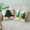 Festive Fluffy Christmas Tree Throw Pillow Cover Embroidered Holiday Cushion Cover Christmas Decorative Sofa Pillow Covers 45x45