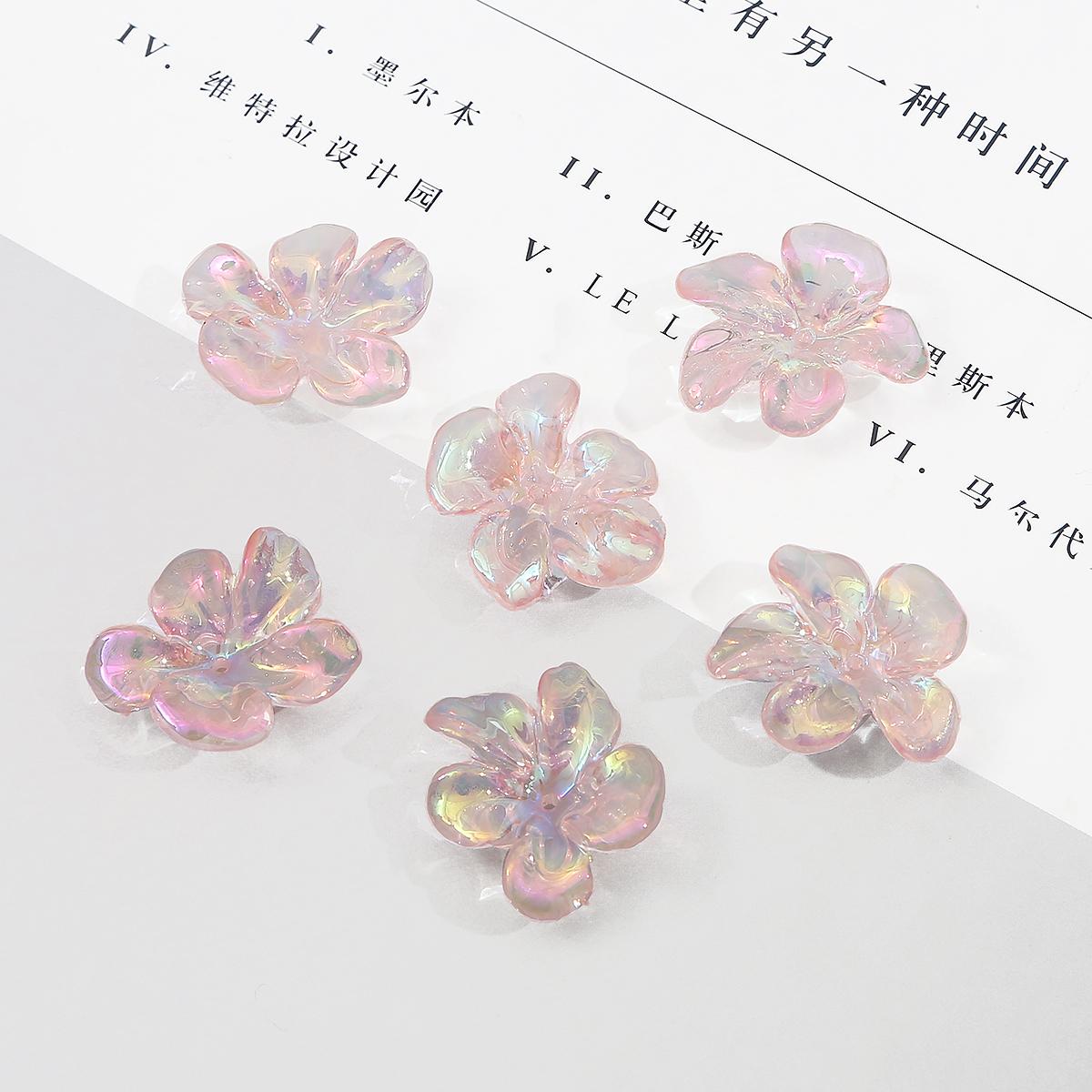 

4шт акриловые разноцветные бусины с цветами для изготовления ювелирных изделий своими руками 24×20mm светло-розовый