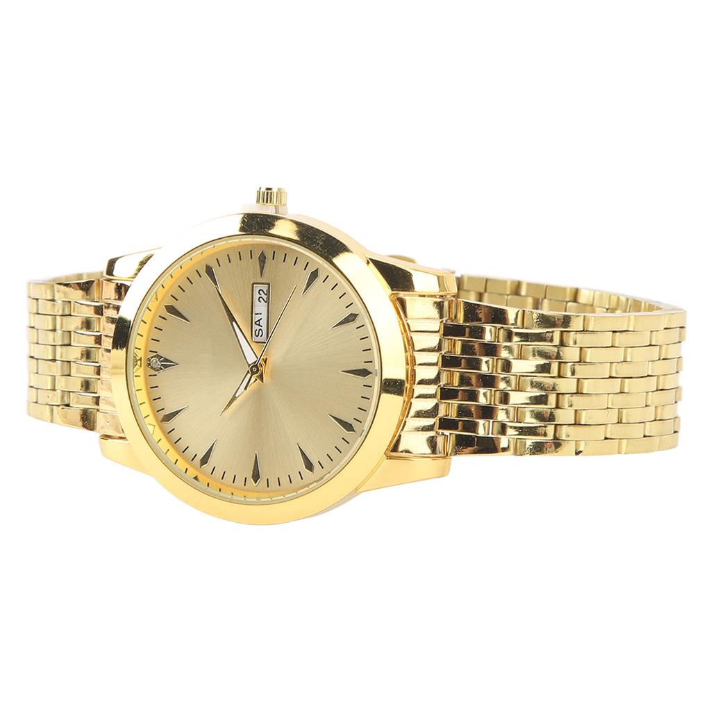 Quartz Men Watch Commercial Dual Date Stylish Classic Quartz Stainless Steel Dress Watch