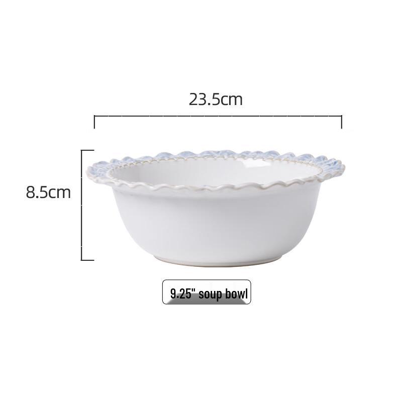 WJ Smoke Blue Ceramic Embossed Soup Bowls