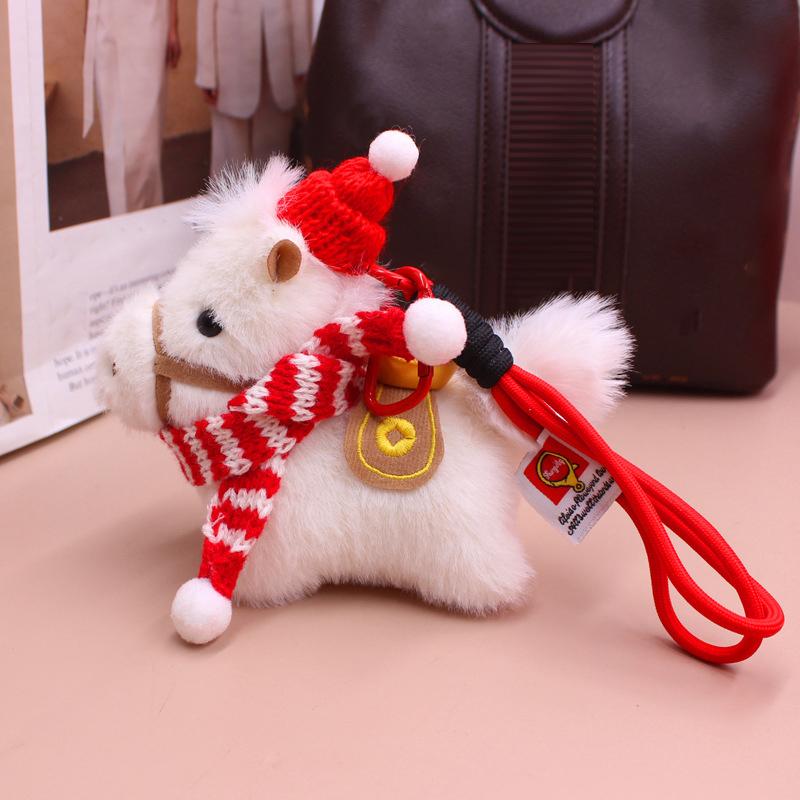 Cute Year Plush Keychain Bag Charm Doll Charm Miniature Horse Figurine