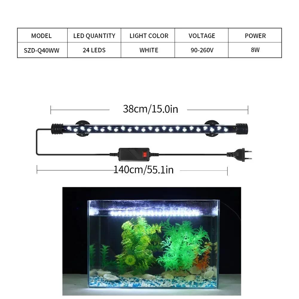 Luz LED Impermeable para Acuario Lámpara de Crecimiento para Plantas Iluminación Subacuática para Pecera Para Accesorios de Decoración de Acuarios 90-260V