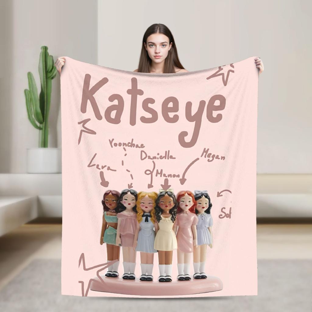 Katseye Members Kpop Fleece Blankets Gnarly Creative Throw Blanket for  Sofa Bedding Lounge 125*100cm Quilt