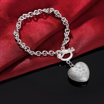 Heart Key AAA Zircon Bracelet Silver 925 Romantic Jewelry