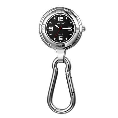 Clip Uhr Analog Schlüsselanhänger Uhr Karabiner Uhr Wasserdicht Klettertaschenhalter Silber Schwarz Modeaccessoire Herren Damen