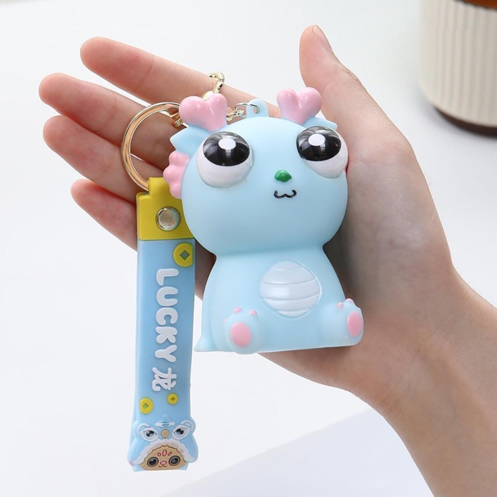 Unique Decompression Toy Keychain Little Dragon Big Eyes Fidget Toy New Squeeze Dragon Doll