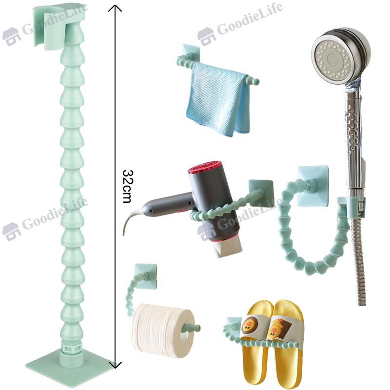 

Универсальный регулируемый держатель для душа без сверления, органайзер для ванной комнаты для фена, тапочек, салфеток синий