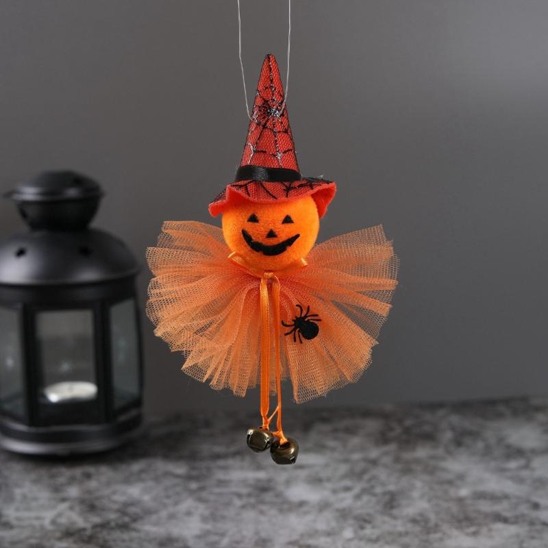Halloween Character Hanging Ornament Set of 6 Soft Fabric Bell Figures Decoration for Entry Table Shelf Display, Indoor Gatherings and Home Room