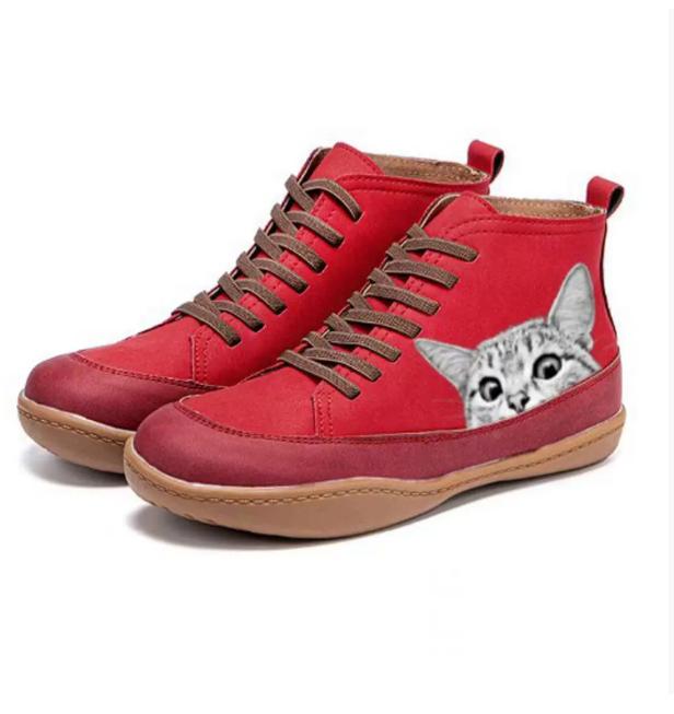 Módní dámské boty Zimní Podzimní dámské boty Retro Teplé Volnočasové Šněrovací Kotníkové boty Křížově vázané Pohodlné boty pro ženy Boty na ploché podrážce