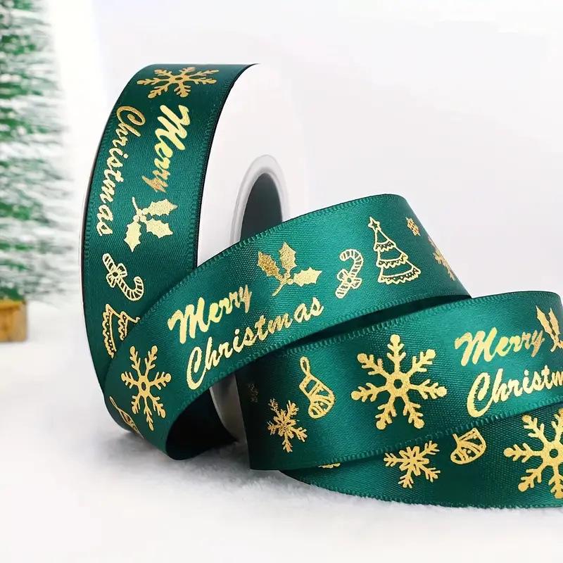 Christmas Ribbon: Colorful Glossy Satin with Hot Stamping - 2.5cm for Gift Packaging & Party Decor